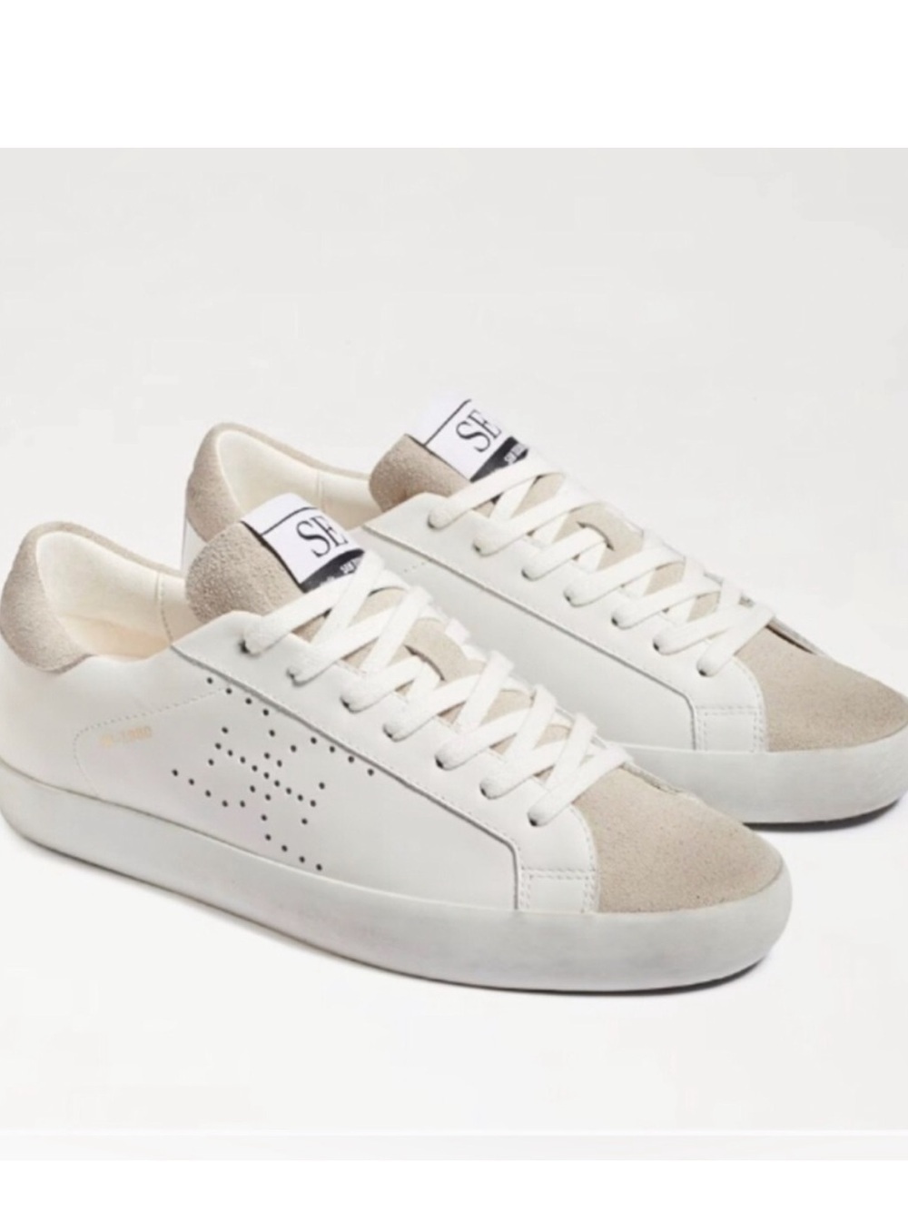 Sam Edelman Women's Aubrie Sneaker in White/Greige Size 9.5 EU 39.5